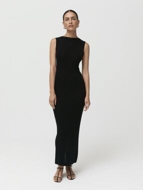 St. Agni Black Vas Sleeveless Ribbed Maxi Dress Sz M